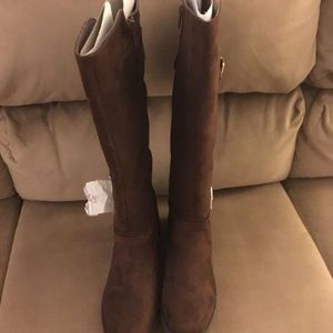 Brown suede riding boots